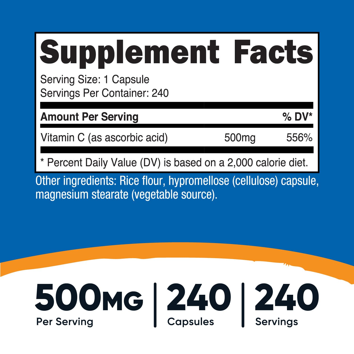 Foto 3 pulgar | Suplemento Nutricost De Vitamina C 500 Mg 240 Cápsulas - Venta Internacional.