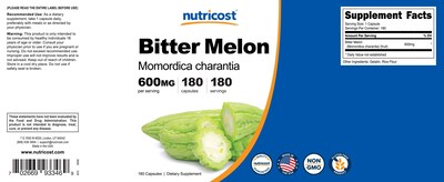 Foto 6 | Suplemento Nutricost De Melón Amargo 600 Mg (2.400 Mg Equivalentes) 180 Cápsulas - Venta Internacional.