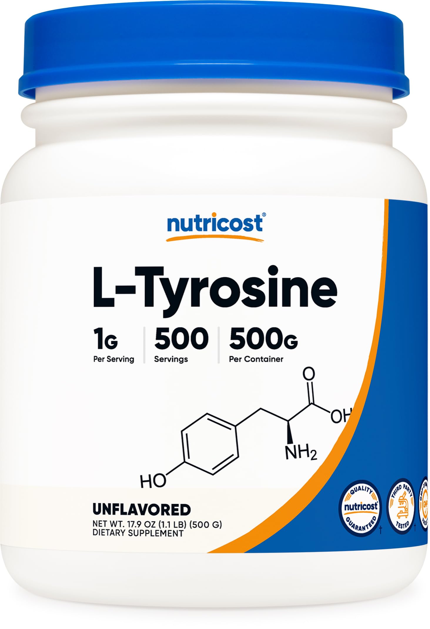 Foto 1 | Suplemento Nutricost De L-tirosina En Polvo, 500 G, 1000 Mg/porción - Venta Internacional.
