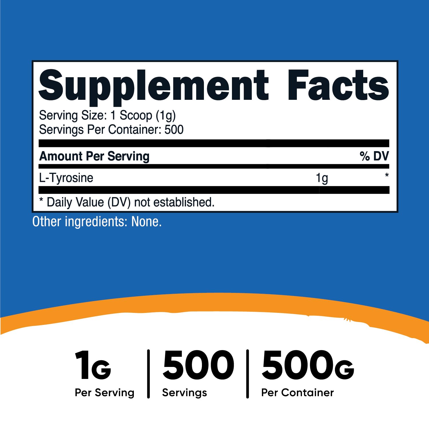 Foto 3 pulgar | Suplemento Nutricost De L-tirosina En Polvo, 500 G, 1000 Mg/porción - Venta Internacional.