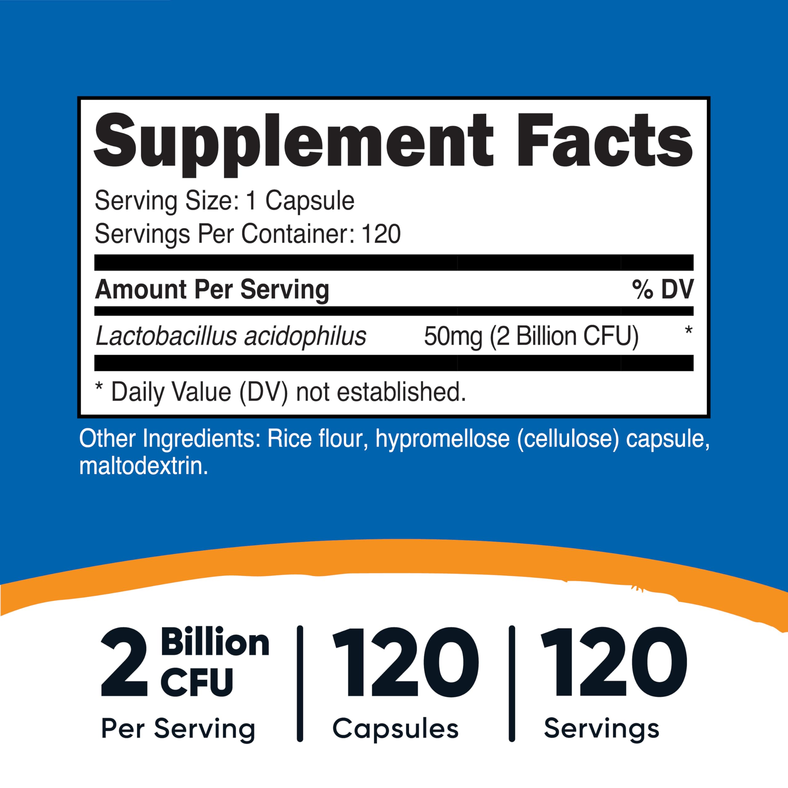 Foto 3 pulgar | Suplemento Nutricost Lactobacillus Acidophilus 2b Cfu 120 Cápsulas - Venta Internacional.