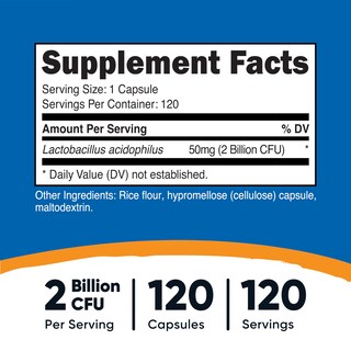 Foto 2 | Suplemento Nutricost Lactobacillus Acidophilus 2b Cfu 120 Cápsulas - Venta Internacional.