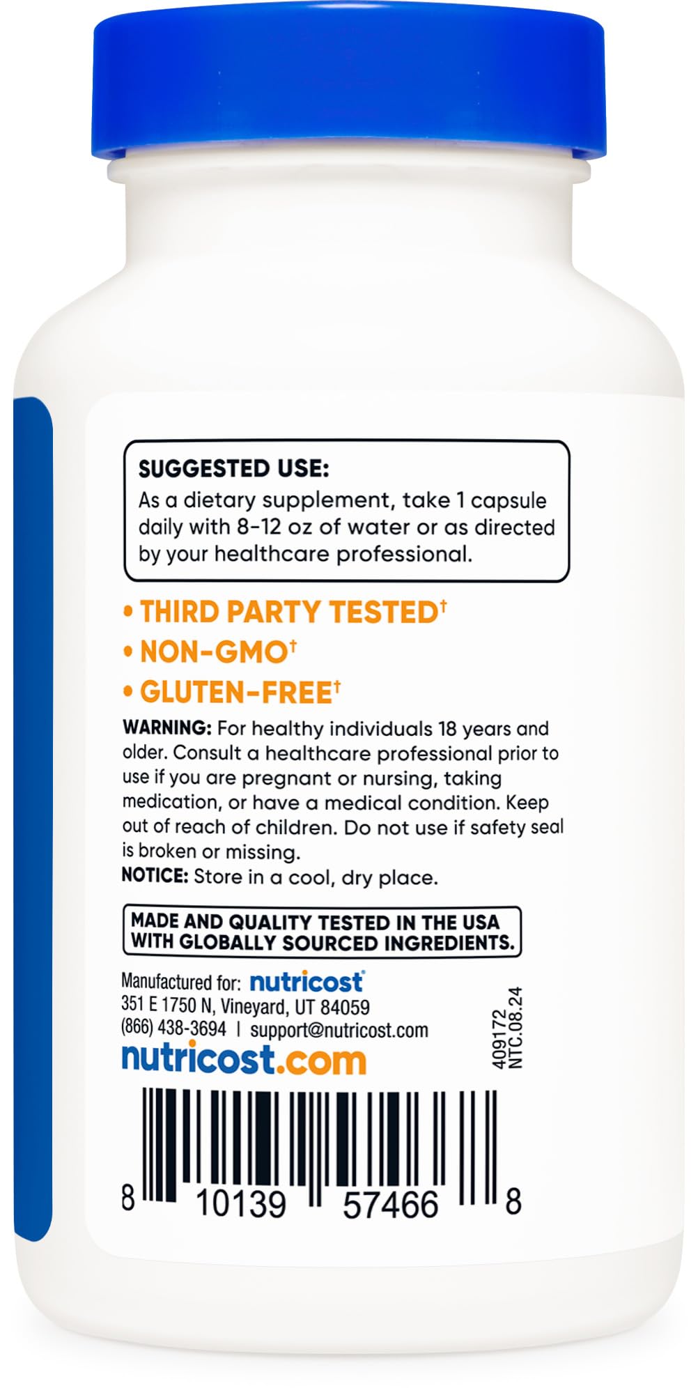 Foto 5 pulgar | Suplemento Nutricost Lactobacillus Acidophilus 2b Cfu 120 Cápsulas - Venta Internacional.