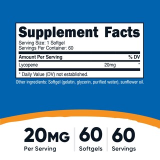 Foto 2 | Suplemento Nutricost De Licopeno, 20 Mg, 60 Cápsulas Blandas, Sin Gluten - Venta Internacional.