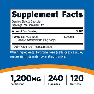 Foto 2 | Suplemento Nutricost Con Forma De Cola De Pavo, 1200 Mg, 240 Cápsulas - Venta Internacional.
