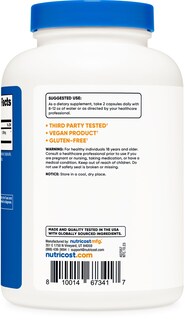 Foto 4 | Suplemento Nutricost Con Forma De Cola De Pavo, 1200 Mg, 240 Cápsulas - Venta Internacional.