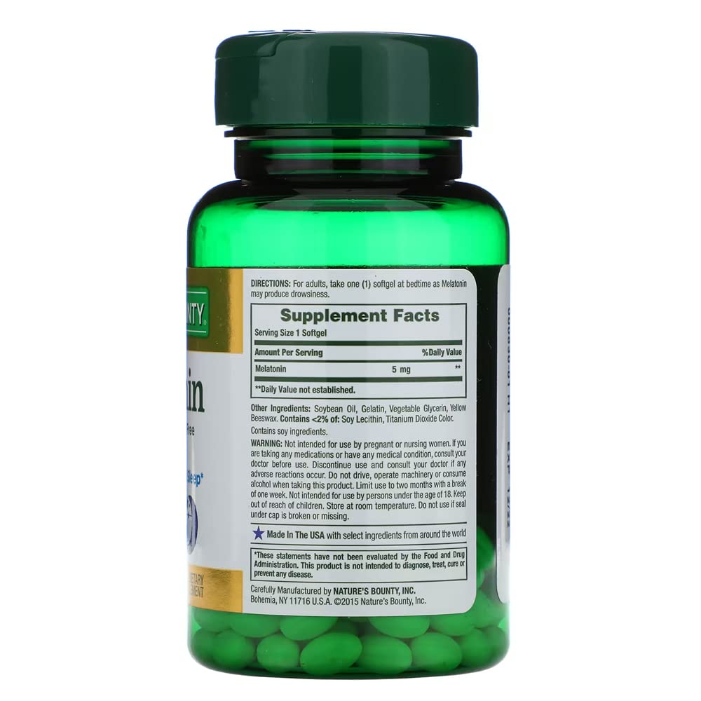 Foto 3 pulgar | Suplemento Nature's Bounty, Cápsulas Blandas De Melatonina De 5 Mg, 90 Unidades - Venta Internacional.