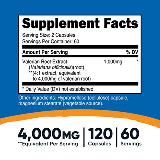 Foto 2 | Suplemento Nutricost De Raíz De Valeriana 120 Cápsulas 1000 Mg - Venta Internacional.
