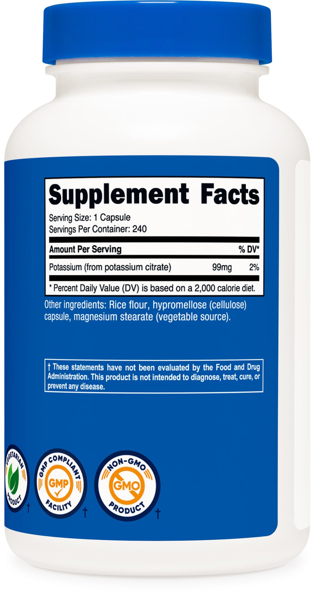 Foto 5 | Suplemento Nutricost De Citrato De Potasio 99 Mg 240 Cápsulas - Venta Internacional.