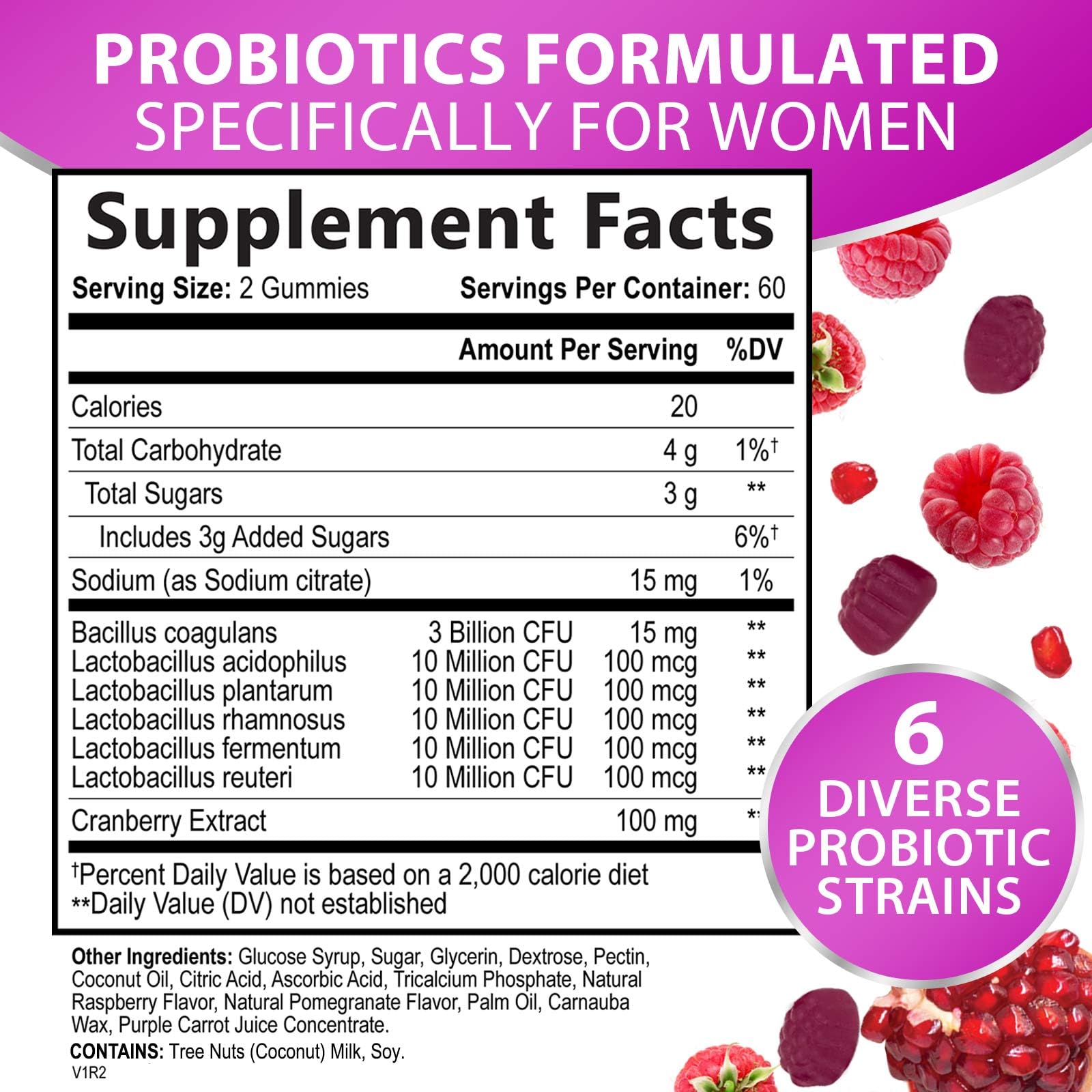Foto 3 pulgar | Probiotics Nature's Nutrition Gummy 3b Cfu Para Mujeres, Apoyo Al Ph - Venta Internacional.