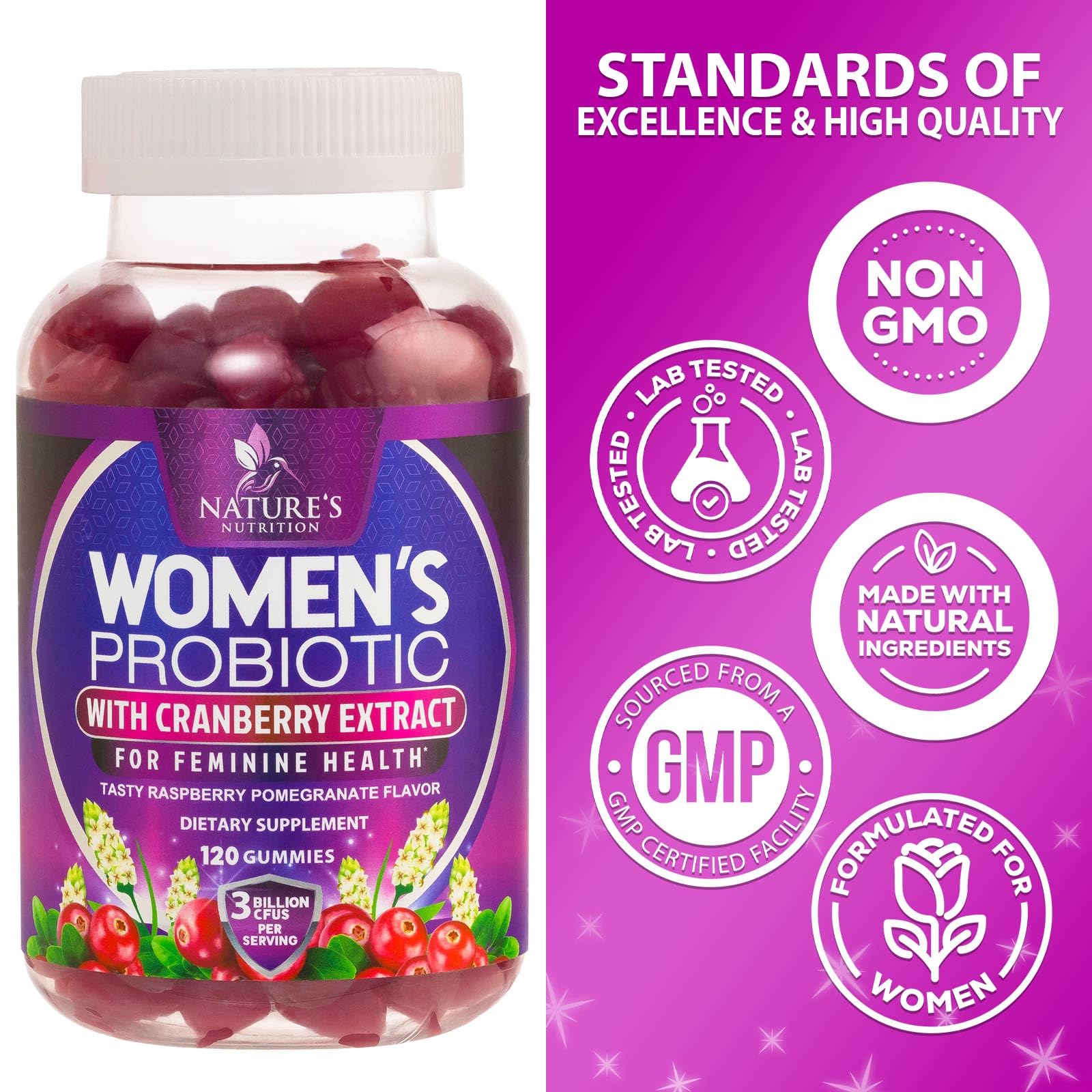 Foto 5 pulgar | Probiotics Nature's Nutrition Gummy 3b Cfu Para Mujeres, Apoyo Al Ph - Venta Internacional.