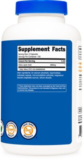 Foto 4 | Suplemento Nutricost De Ácido Alfa Lipoico 600 Mg 240 Cápsulas - Venta Internacional.