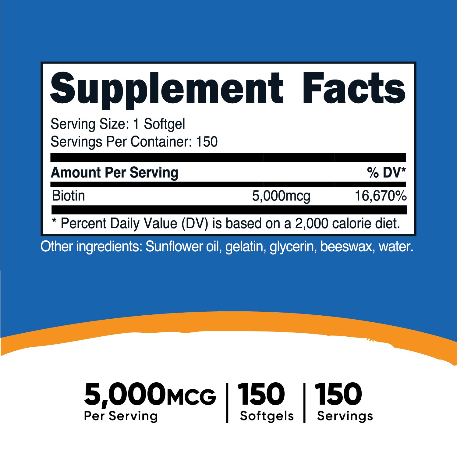 Foto 3 pulgar | Suplemento Nutricost De Biotina De 5000 Mcg En Aceite De Coco, 150 Cápsulas Blandas - Venta Internacional.