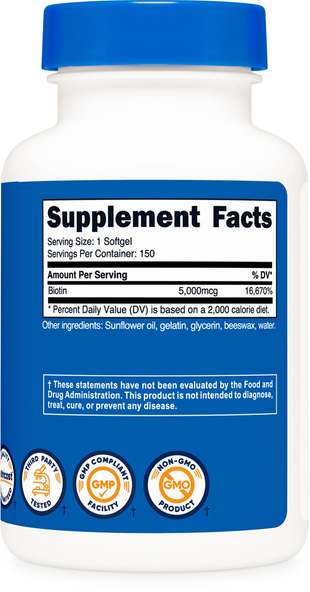 Foto 6 pulgar | Suplemento Nutricost De Biotina De 5000 Mcg En Aceite De Coco, 150 Cápsulas Blandas - Venta Internacional.