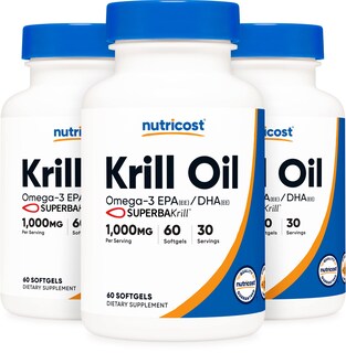 Foto 1 | Suplemento Nutricost Aceite De Krill 1000 Mg 60 Cápsulas Blandas (x3) - Venta Internacional.