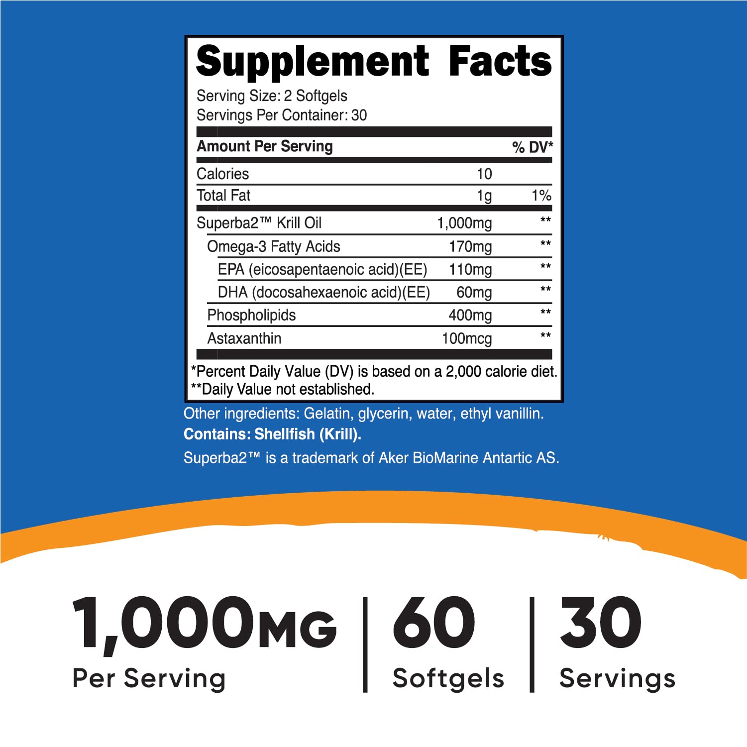 Foto 3 pulgar | Suplemento Nutricost Aceite De Krill 1000 Mg 60 Cápsulas Blandas (x3) - Venta Internacional.