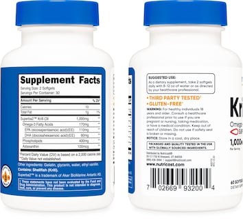 Foto 3 | Suplemento Nutricost Aceite De Krill 1000 Mg 60 Cápsulas Blandas (x3) - Venta Internacional.