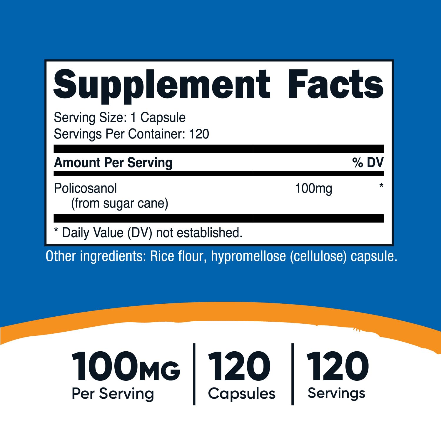 Foto 3 pulgar | Suplemento Nutricost Policosanol 100 Mg 120 Cápsulas - Venta Internacional.