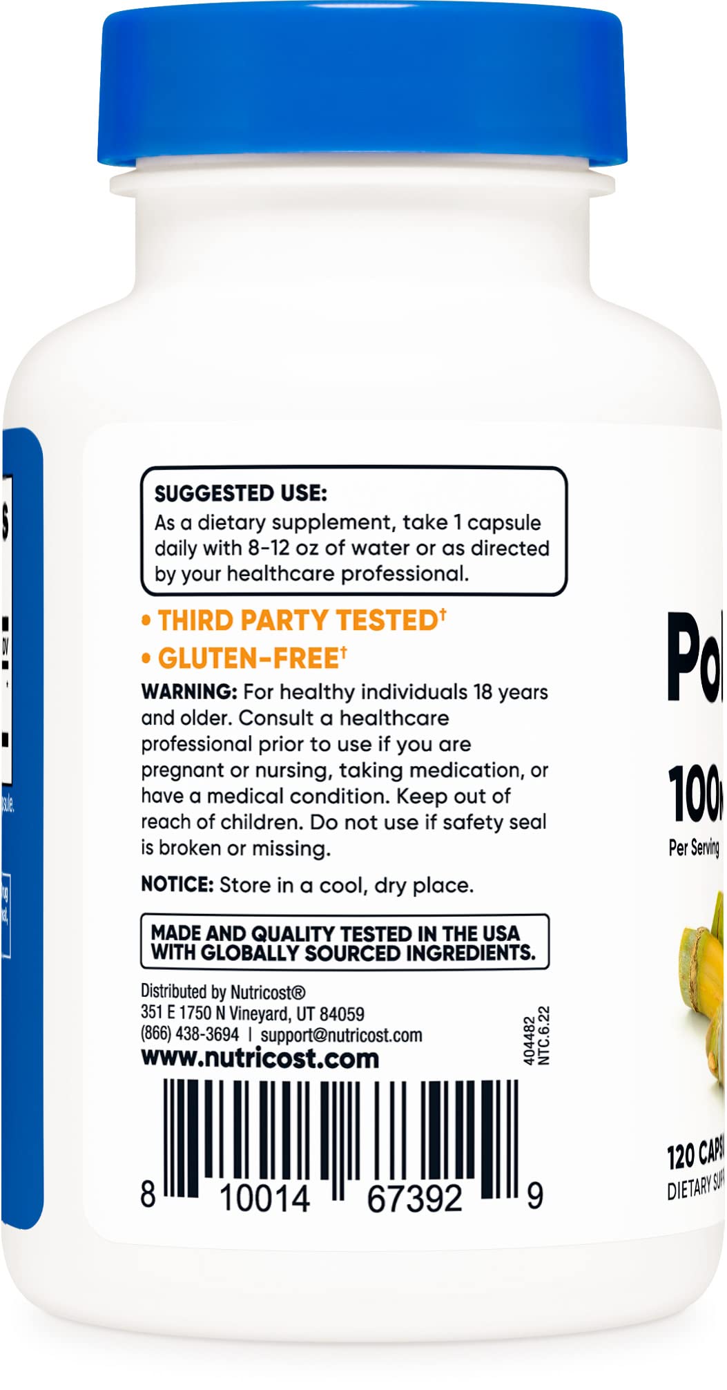 Foto 4 pulgar | Suplemento Nutricost Policosanol 100 Mg 120 Cápsulas - Venta Internacional.