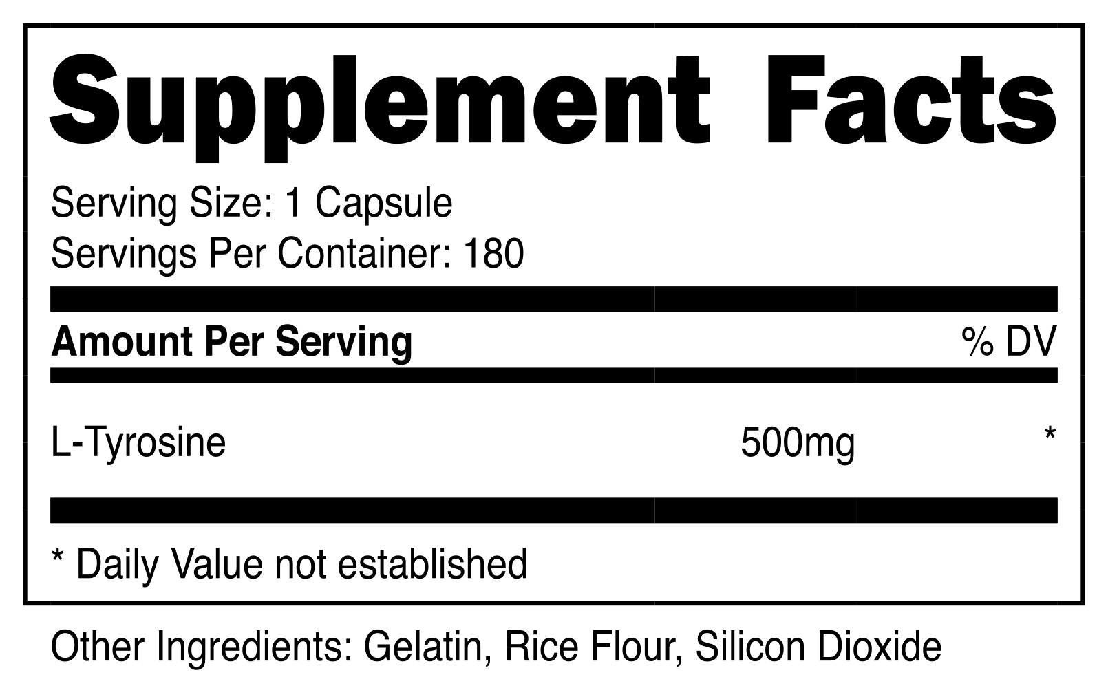 Foto 2 | Suplemento Nutricost L-tirosina 500 Mg 180 Cápsulas - Venta Internacional.