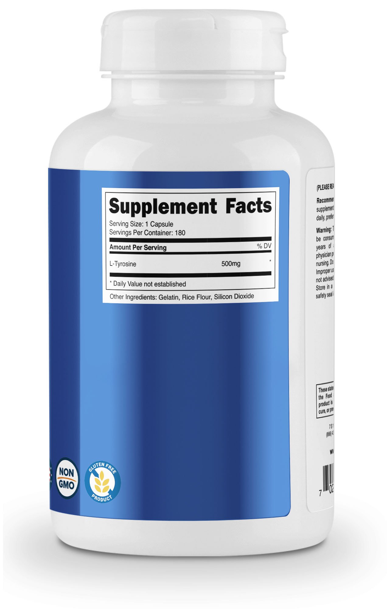 Foto 5 pulgar | Suplemento Nutricost L-tirosina 500 Mg 180 Cápsulas - Venta Internacional.