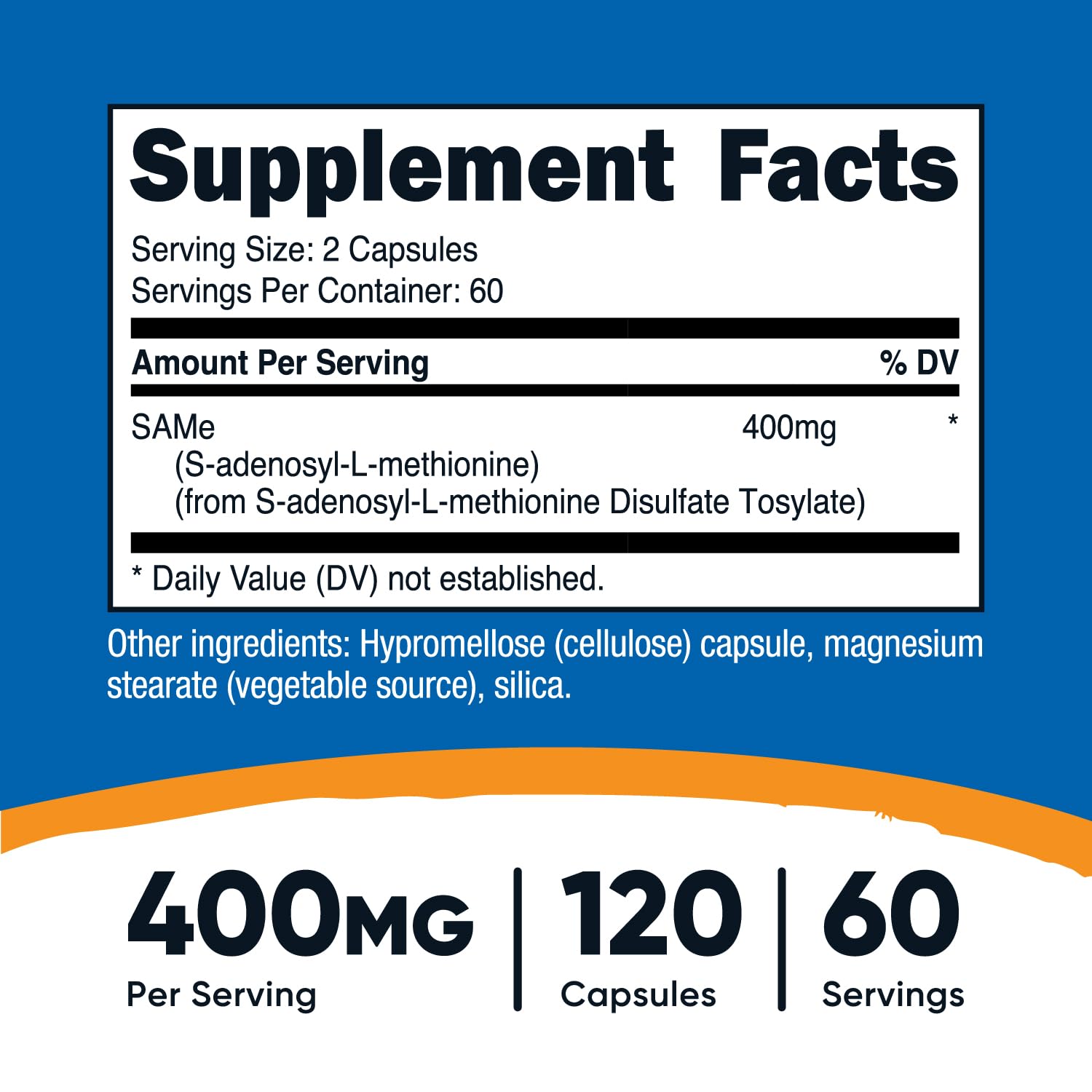 Foto 3 pulgar | Suplemento Nutricost Sam-e (s-adenosil-l-metionina) 400 Mg - Venta Internacional.