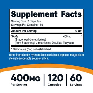 Foto 2 | Suplemento Nutricost Sam-e (s-adenosil-l-metionina) 400 Mg - Venta Internacional.
