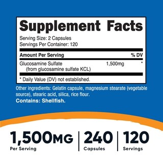 Foto 2 | Suplemento Nutricost Sulfato De Glucosamina 750 Mg 240 Cápsulas - Venta Internacional.