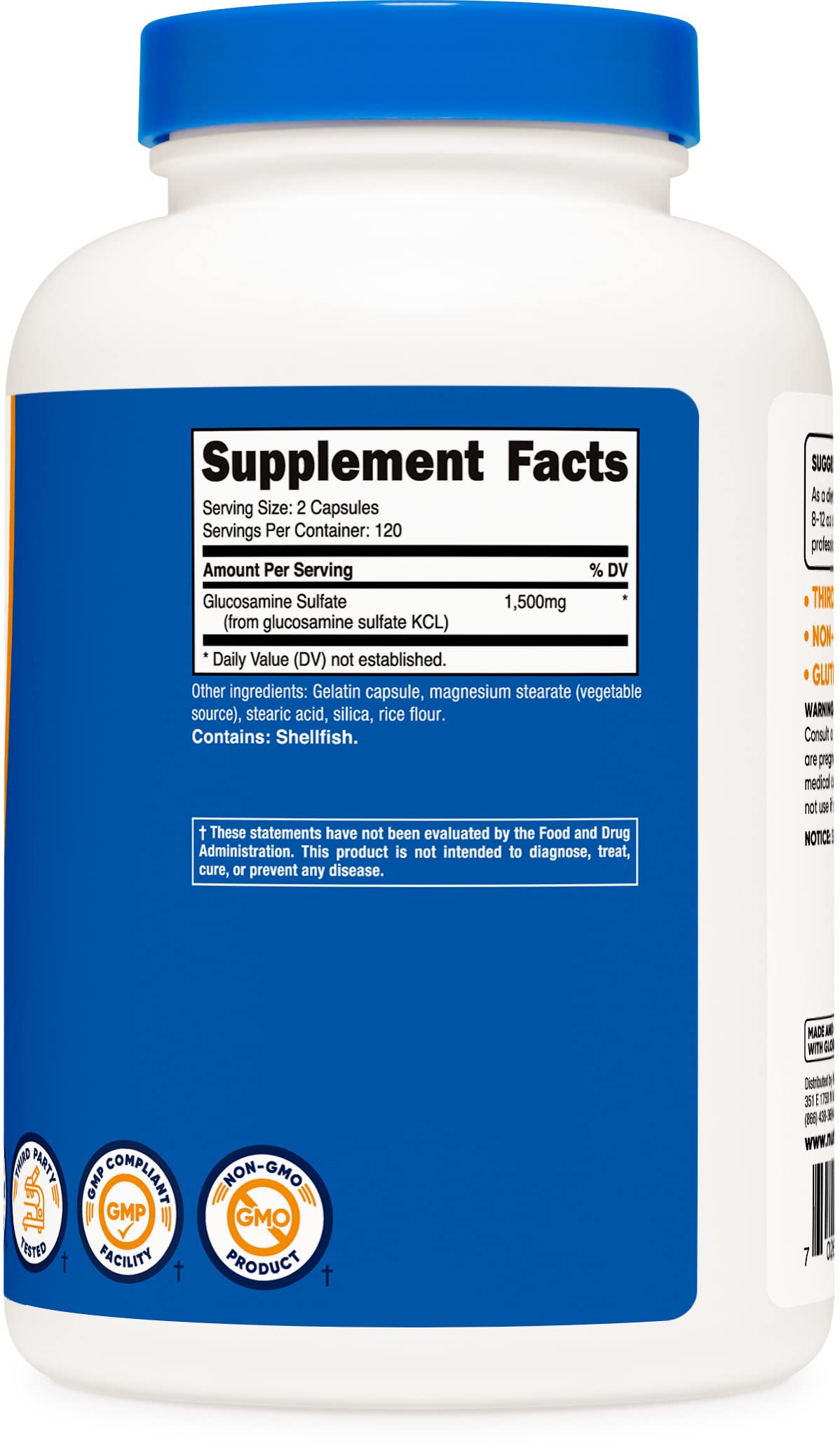Foto 6 pulgar | Suplemento Nutricost Sulfato De Glucosamina 750 Mg 240 Cápsulas - Venta Internacional.