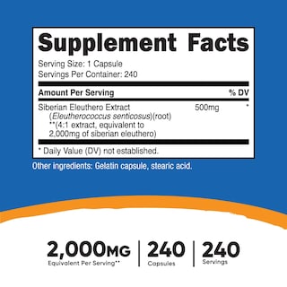 Foto 2 | Suplemento Nutricost Siberian Eleuthero 500 Mg 240 Cápsulas - Venta Internacional.