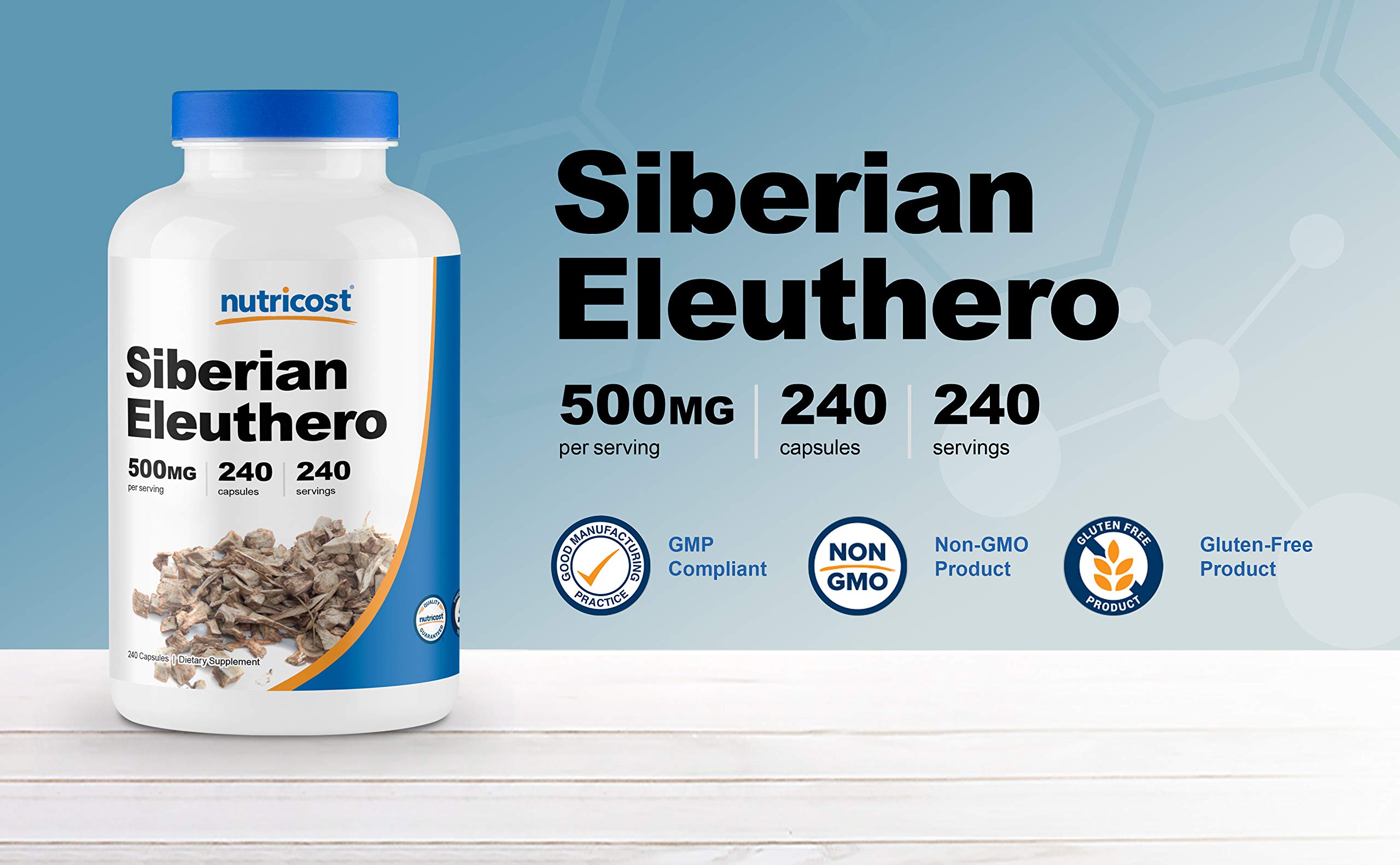 Foto 4 pulgar | Suplemento Nutricost Siberian Eleuthero 500 Mg 240 Cápsulas - Venta Internacional.