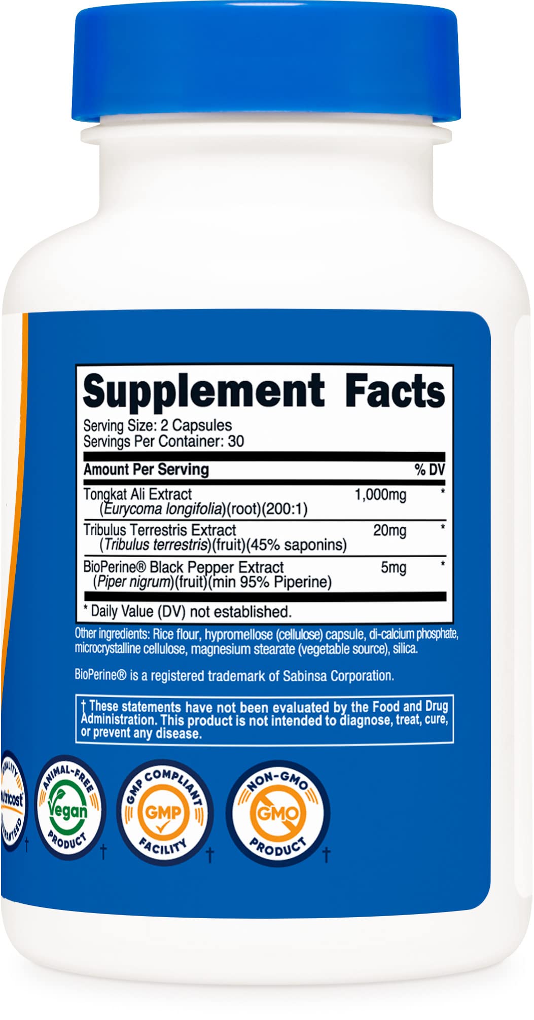 Foto 5 pulgar | Suplemento Nutricost Tongkat Ali, 1 G, 60 Cápsulas Con Tribulus Terrestris - Venta Internacional.