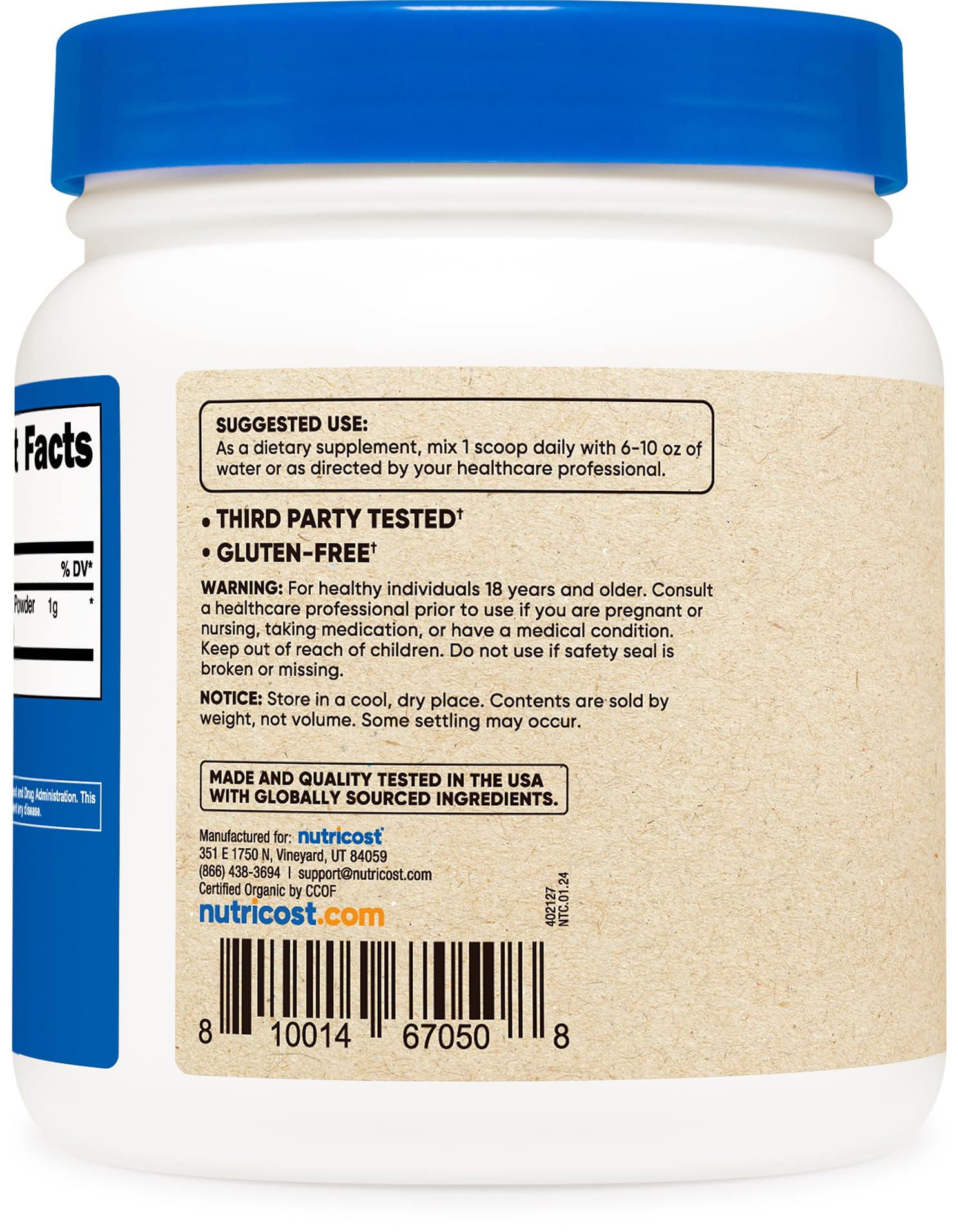 Foto 5 pulgar | Polvo De Hongos Nutricost Organic Lion's Mane 454 G - Venta Internacional.