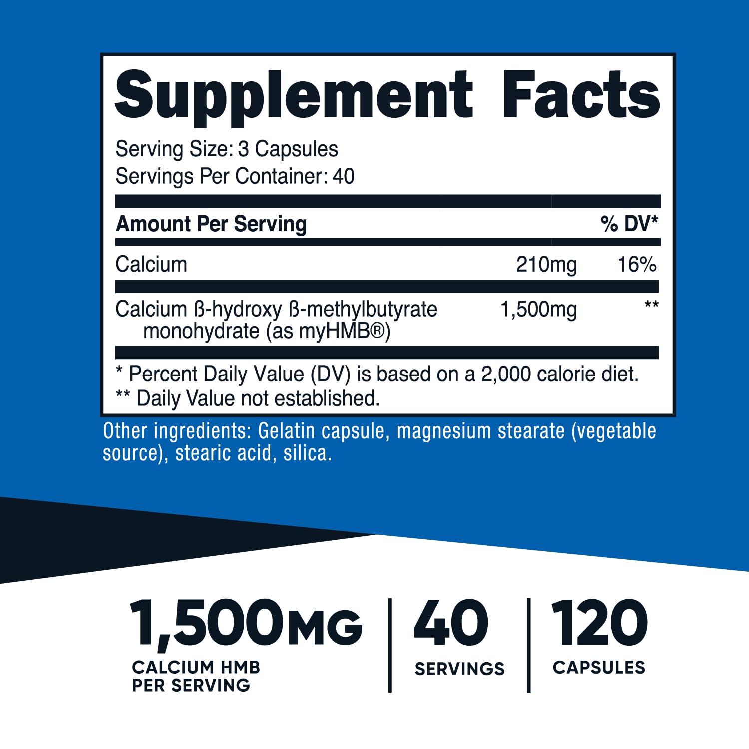 Foto 3 pulgar | Suplemento Nutricost Myhmb En Cápsulas 1500 Mg De Calcio Hmb 120 - Venta Internacional.