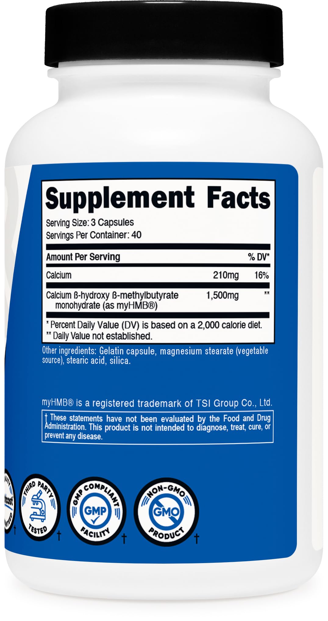Foto 6 pulgar | Suplemento Nutricost Myhmb En Cápsulas 1500 Mg De Calcio Hmb 120 - Venta Internacional.
