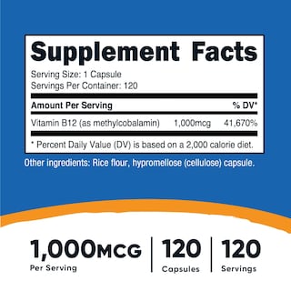 Foto 2 | Suplemento Nutricost De Vitamina B12 1000 Mcg 120 Cápsulas - Venta Internacional.