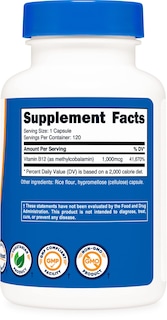 Foto 4 | Suplemento Nutricost De Vitamina B12 1000 Mcg 120 Cápsulas - Venta Internacional.
