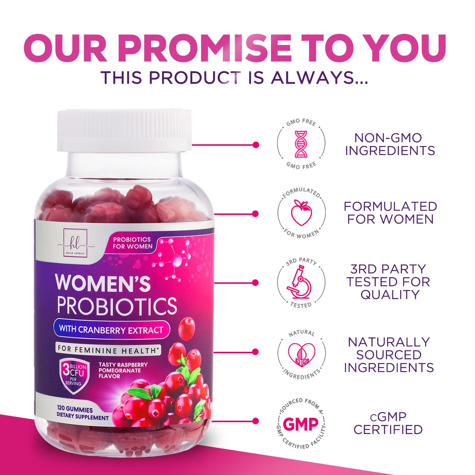 Foto 4 | Gomita Probiótica Hello Lovely! Probióticos Para Mujeres: 120 Gomitas - Venta Internacional.