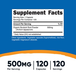 Foto 2 | Suplemento Nutricost De Raíz De Bardana 500 Mg 120 Cápsulas - Venta Internacional.