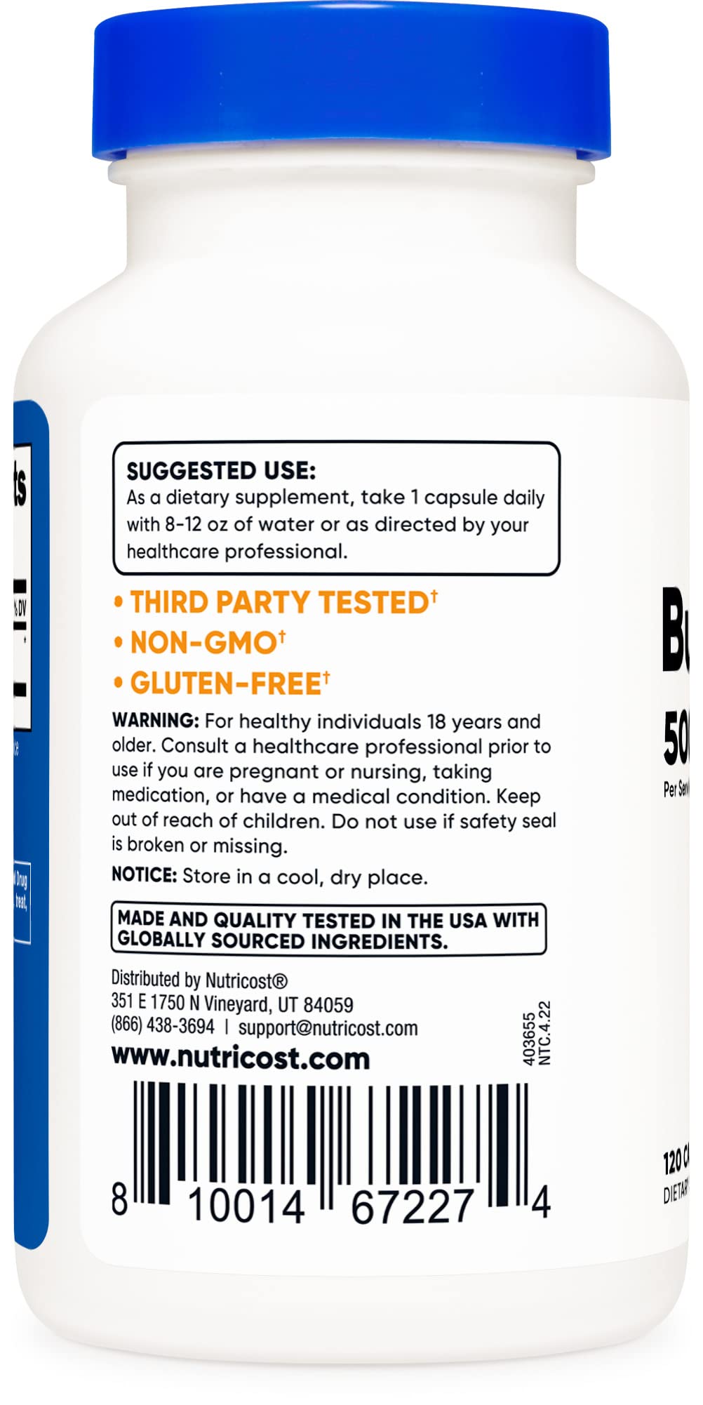 Foto 4 pulgar | Suplemento Nutricost De Raíz De Bardana 500 Mg 120 Cápsulas - Venta Internacional.