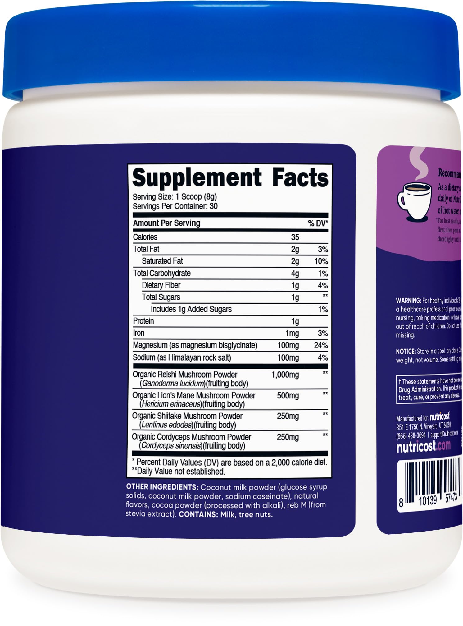 Foto 6 pulgar | Beba Nutricost Nutrizen Pm Unwind Con Hongos Adaptógenos Y Moca - Venta Internacional.