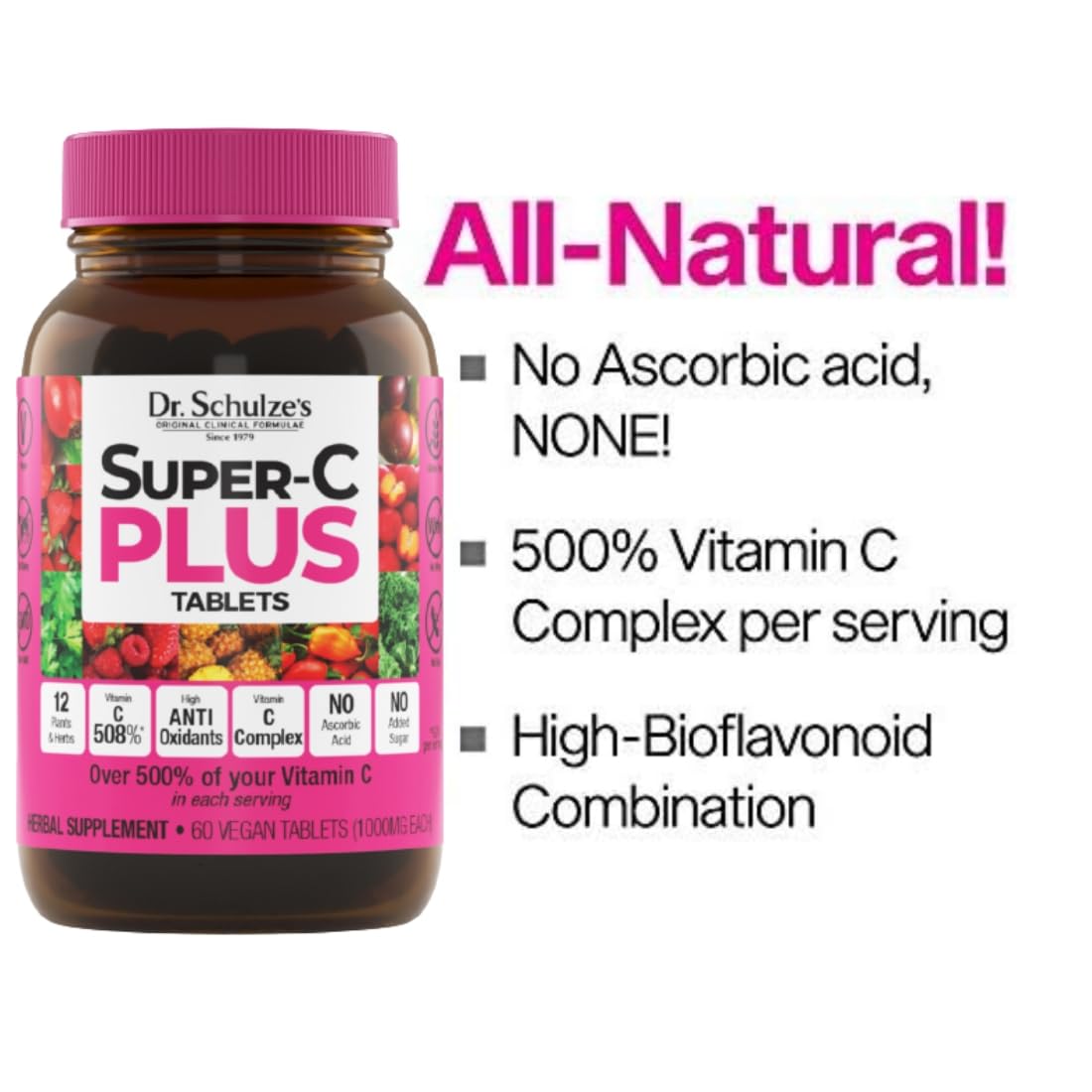 Foto 5 pulgar | Tabletas Masticables De Vitamina C Dr. Schulze's Super-c Plus 1000 Mg - Venta Internacional.