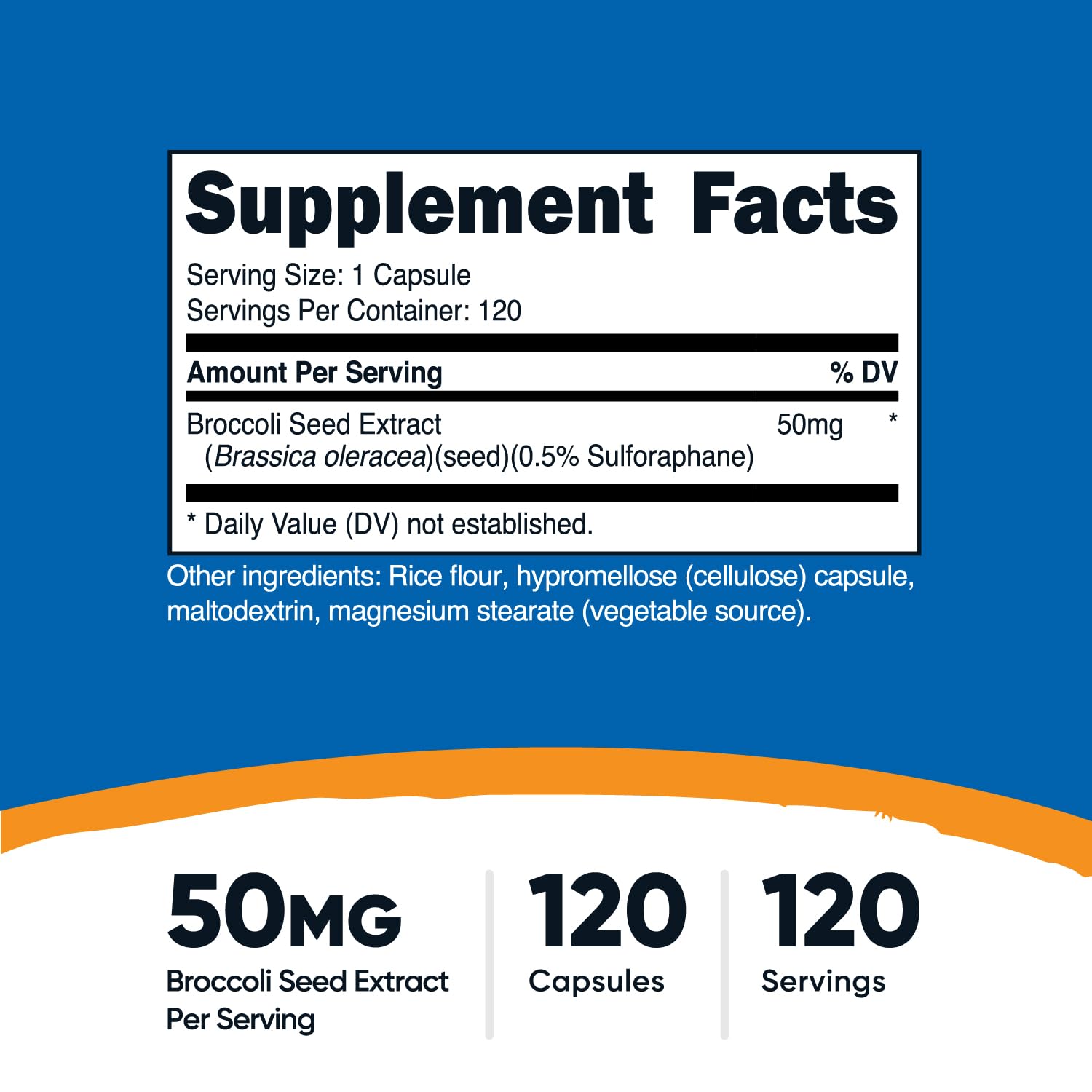 Foto 3 pulgar | Suplemento Nutricost Sulforafano Glucosinolato 50 Mg 120 Cápsulas - Venta Internacional.