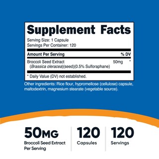 Foto 2 | Suplemento Nutricost Sulforafano Glucosinolato 50 Mg 120 Cápsulas - Venta Internacional.