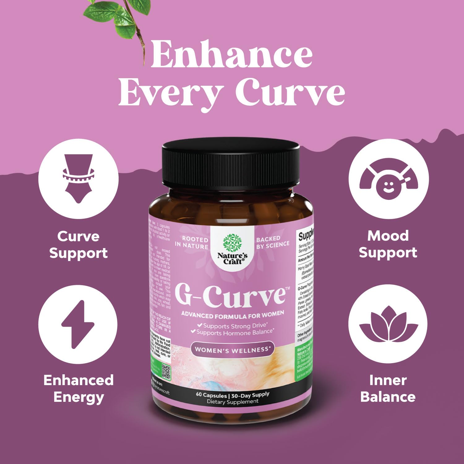 Foto 4 | Potenciador De Senos Y Glúteos Supplement Natures Craft G-curve - Venta Internacional.