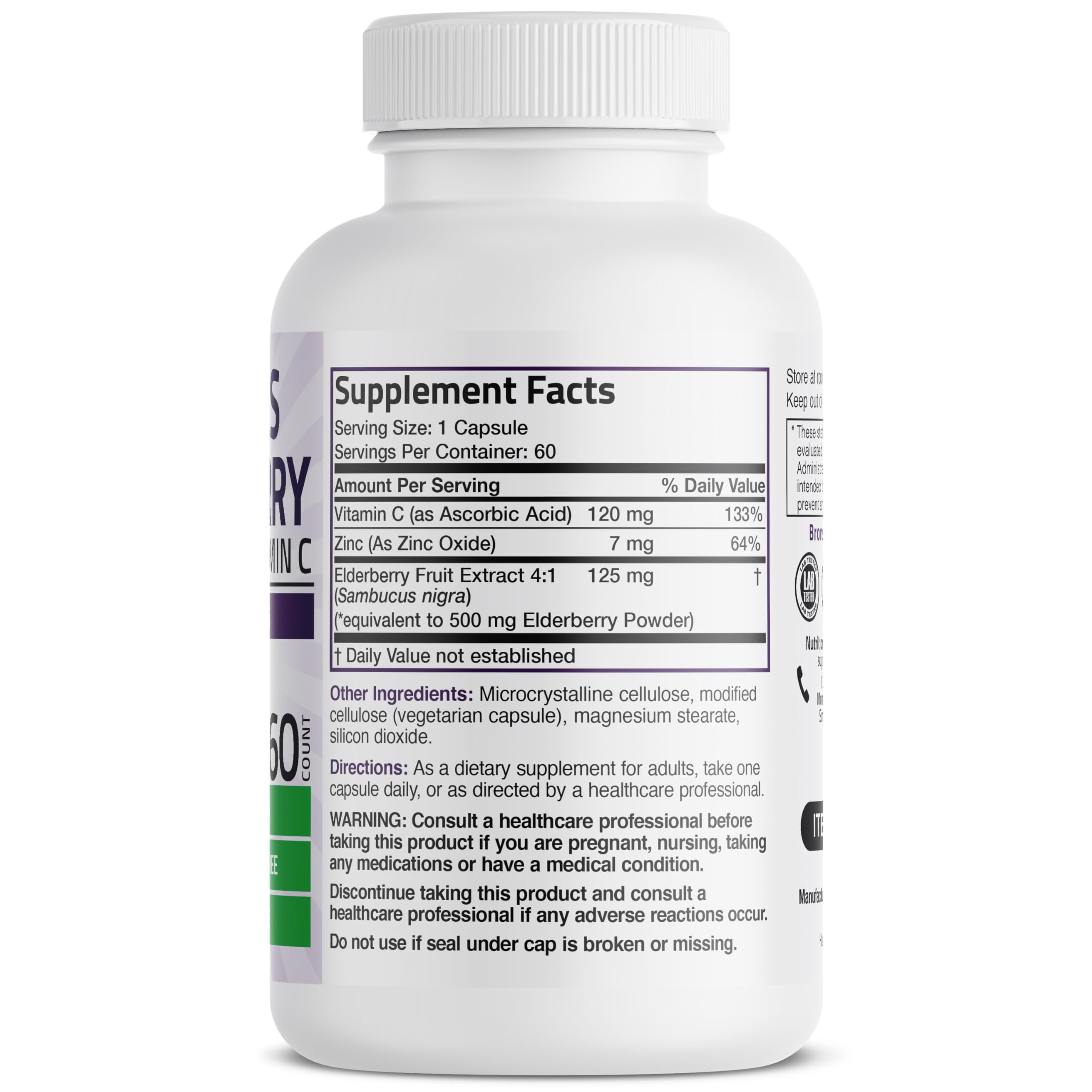 Foto 3 pulgar | Complemente La Baya Del Saúco Bronson Sambucus Con Zinc Y Vitamina C - Venta Internacional.