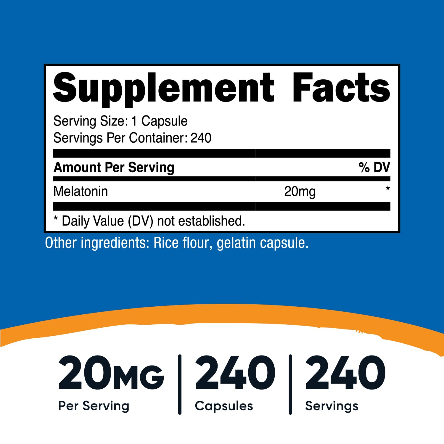 Foto 3 pulgar | Suplemento Nutricost Melatonin 20 Mg 240 Cápsulas - Venta Internacional.