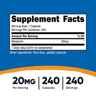 Foto 2 | Suplemento Nutricost Melatonin 20 Mg 240 Cápsulas - Venta Internacional.