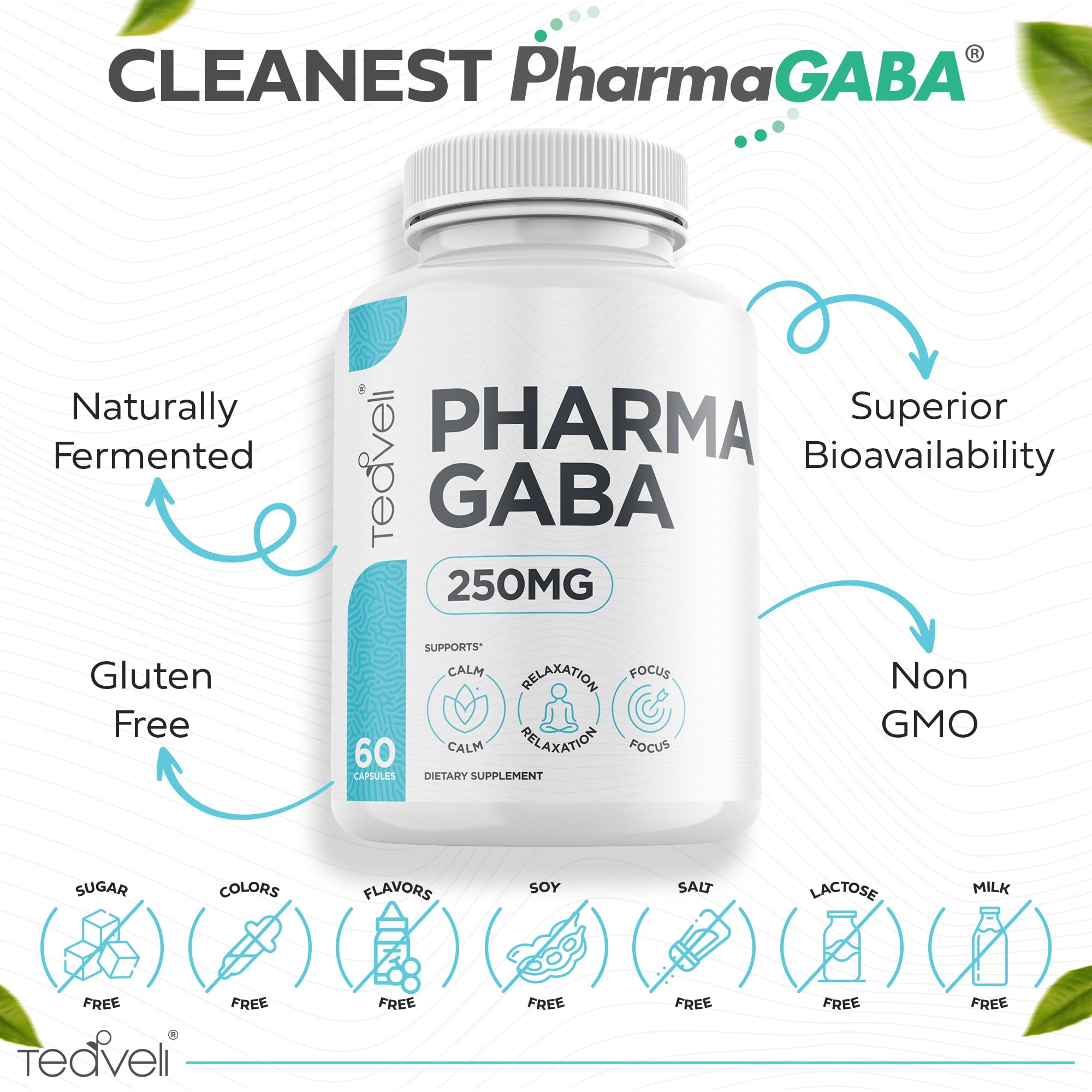 Foto 6 pulgar | Suplemento Teaveli Pharma Gaba 250 Mg Para Relajarse Y Dormir - Venta Internacional.