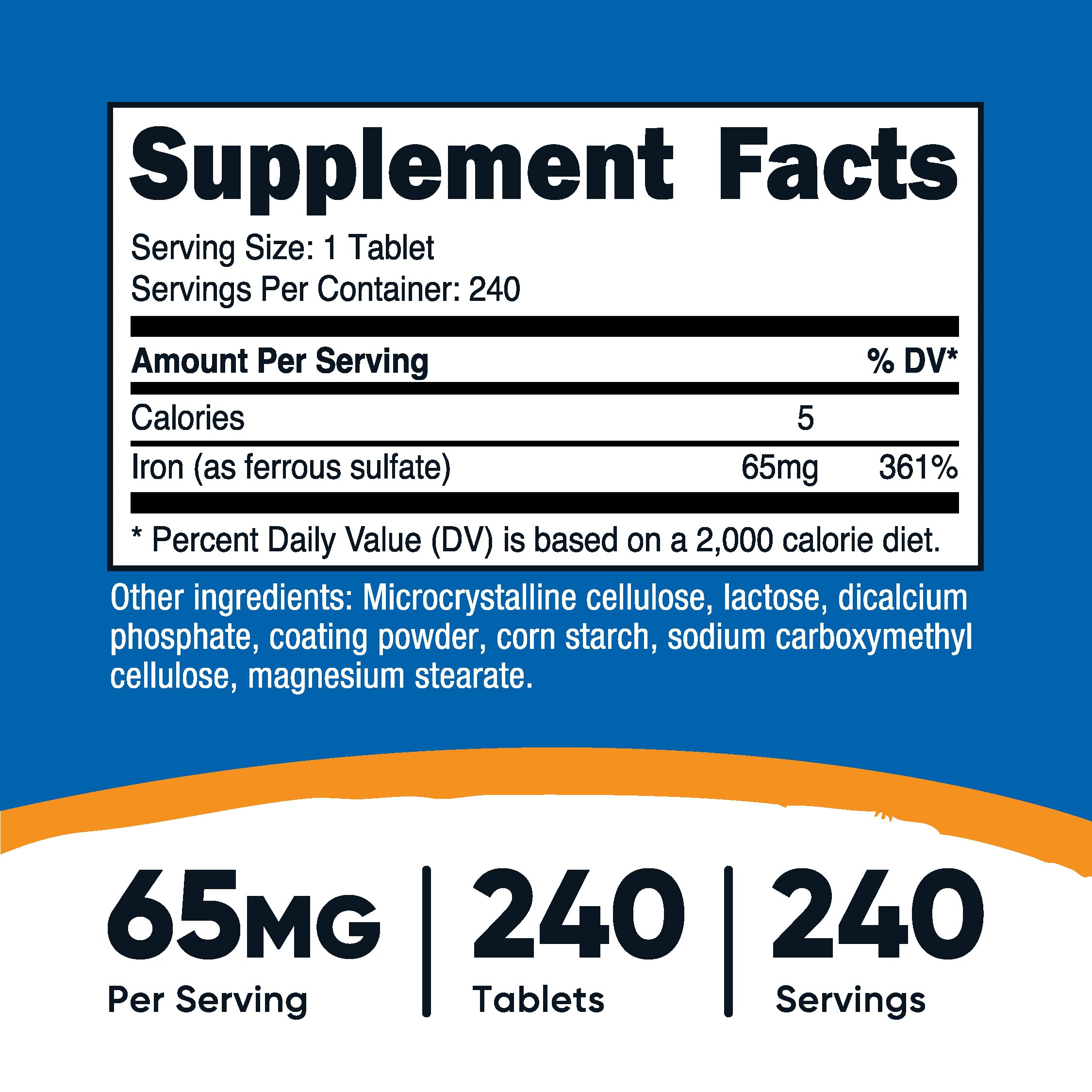 Foto 3 pulgar | Suplemento Nutricost: Sulfato Ferroso De Hierro, 65 Mg, 240 Tabletas - Venta Internacional.